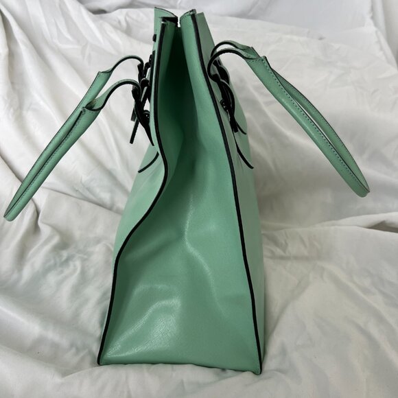 [RARE] Coccinelle Celeste Saffiano Leather Tote in Acquamarina - Picture 5 of 11